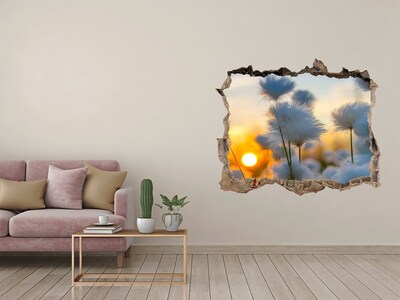 Hole wall sticker Flowers at sunset