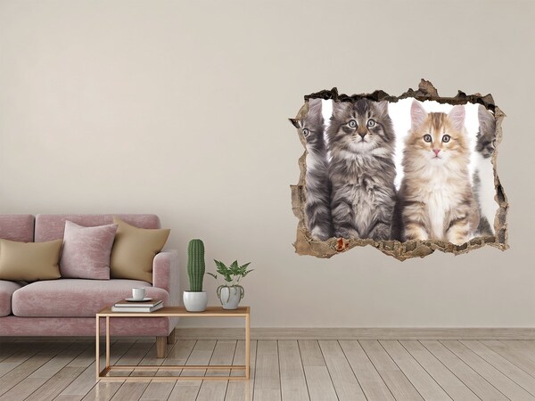 3D wall hole wallpaper Cats in a Hole in the Wall