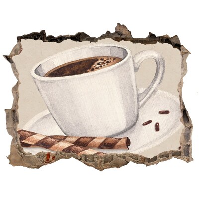 Hole wall sticker Coffee with cookies