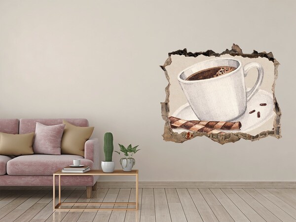 Hole wall sticker Coffee with cookies