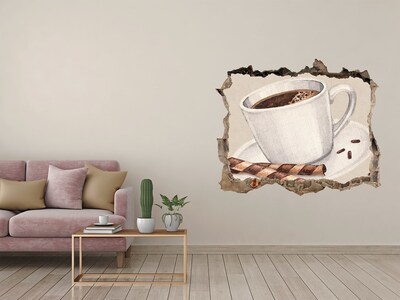 Hole wall sticker Coffee with cookies