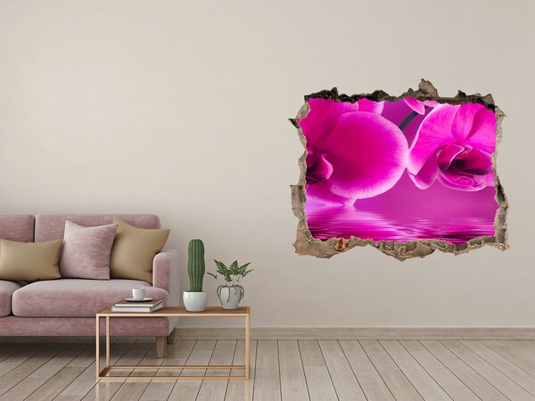 Hole wall sticker A floral paradise in shades of pink