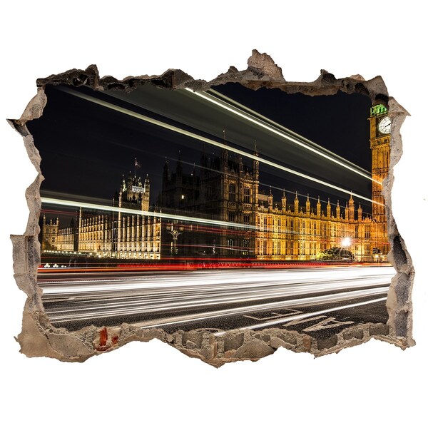 Hole wall sticker London landmarks at night