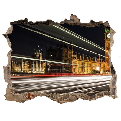 Hole wall sticker London landmarks at night