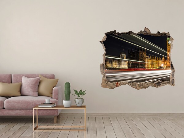 Hole wall sticker London landmarks at night