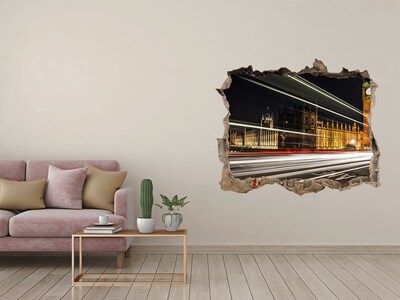 Hole wall sticker London landmarks at night