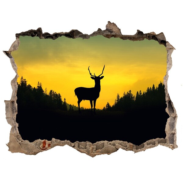 Hole in the wall decal Deer against the setting sun