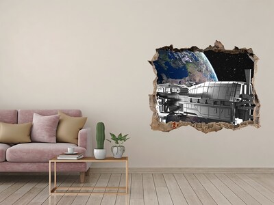 Hole in the wall decal A spaceship in the sky