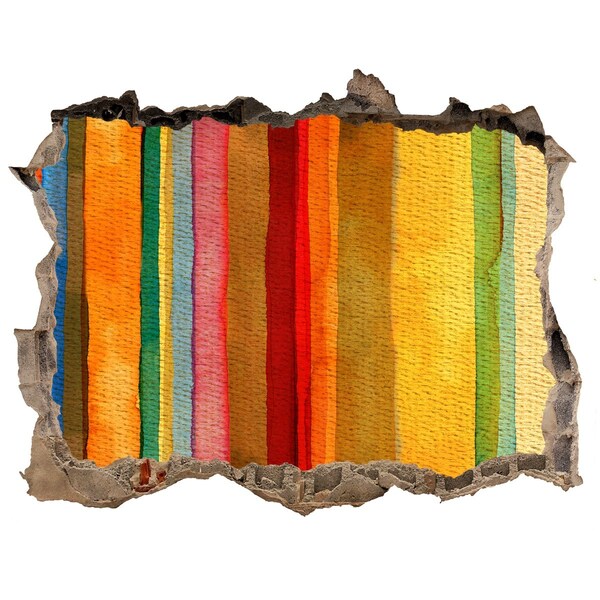 Hole in the wall sticker Colorful stripes in a damaged wall