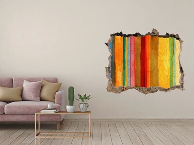 Hole in the wall sticker Colorful stripes in a damaged wall