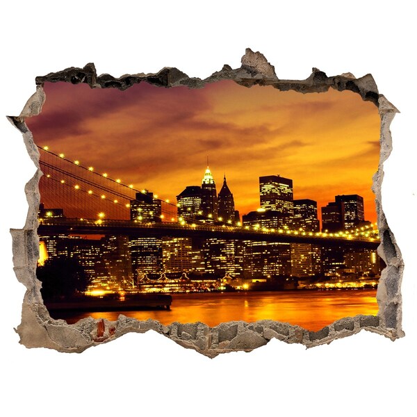 Hole in the wall sticker New York skyline at sunset