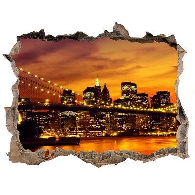 Hole in the wall sticker New York skyline at sunset