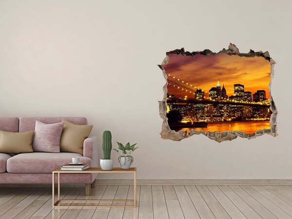 Hole in the wall sticker New York skyline at sunset