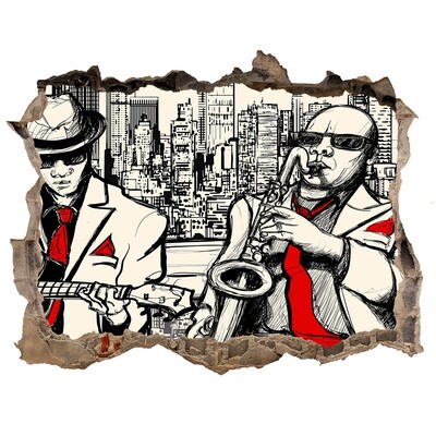 3D wall hole wallpaper New York Jazz