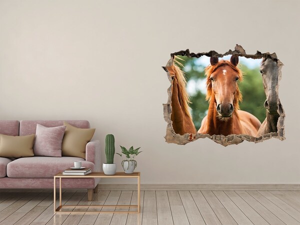 Hole in the wall sticker Horses in their natural habitat