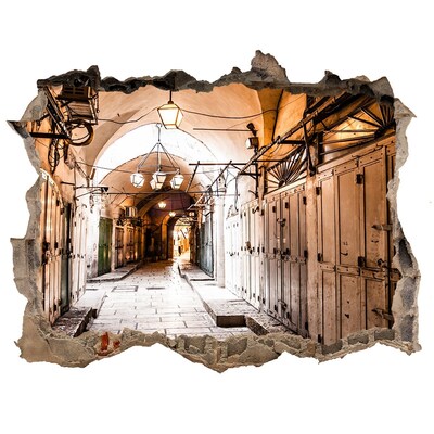 3D wall hole wallpaper The charm of the old bazaar