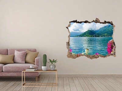 Hole in the wall decal Mountain landscape by the lake
