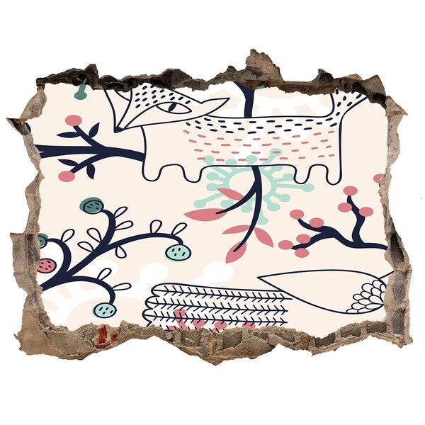 Hole in the wall decal Floral pattern with elements of nature