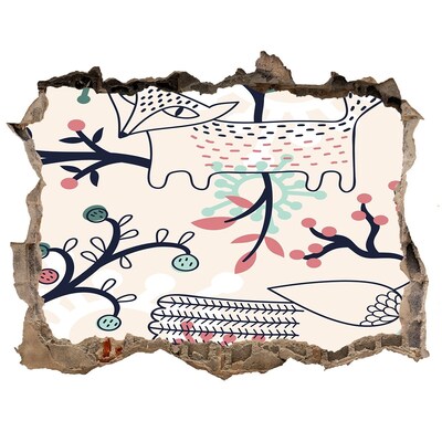 Hole in the wall decal Floral pattern with elements of nature