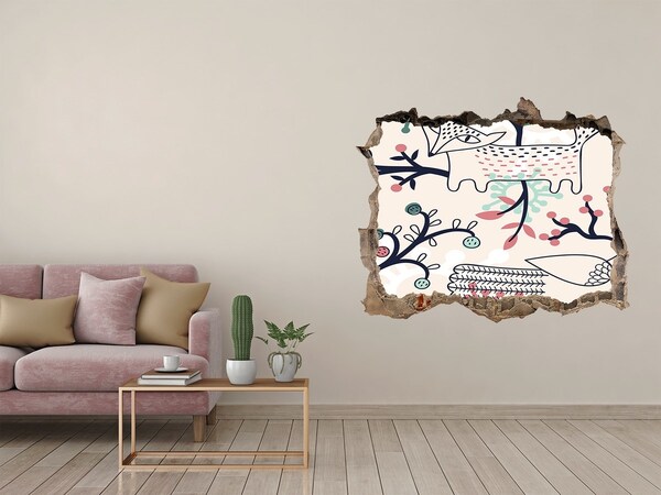 Hole in the wall decal Floral pattern with elements of nature