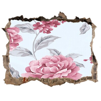 Hole in the wall decal Floral motif on a concrete background