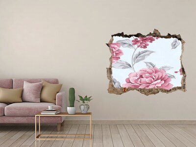 Hole in the wall decal Floral motif on a concrete background