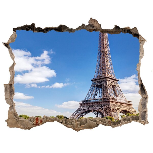 Hole wall sticker The Eiffel Tower in Paris