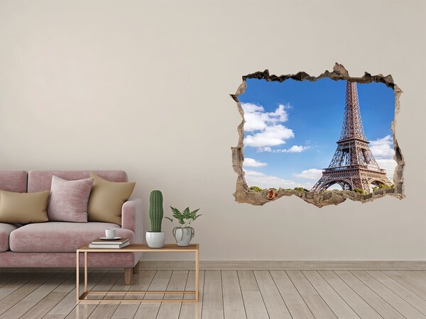 Hole wall sticker The Eiffel Tower in Paris