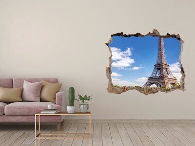 Hole wall sticker The Eiffel Tower in Paris