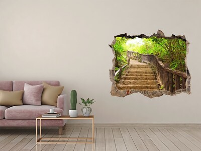 Hole wall sticker Forest path in the mountains