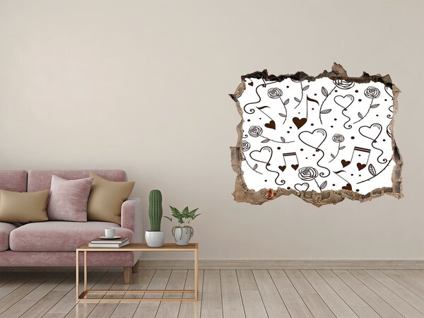 3D wall hole Musical Hearts and Roses