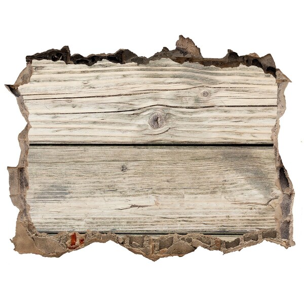 Hole wall sticker A wooden board in a hole in the wall