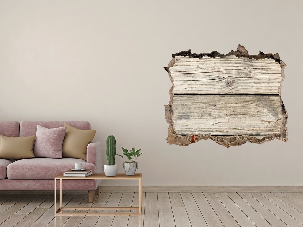 Hole wall sticker Wooden background