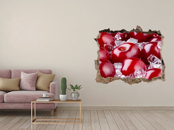 3D wall hole Juicy Cherries on Ice