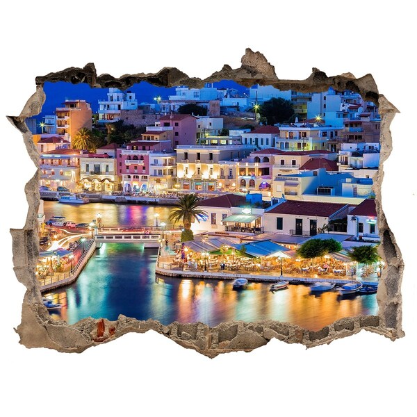 Hole wall sticker A picturesque seaside town