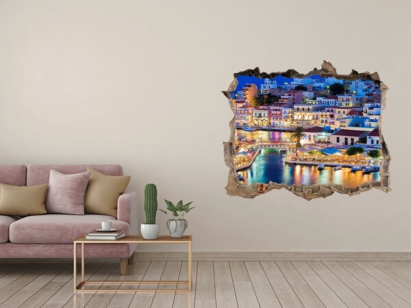 Hole wall sticker A picturesque seaside town