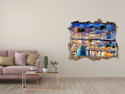 Hole wall sticker A picturesque seaside town
