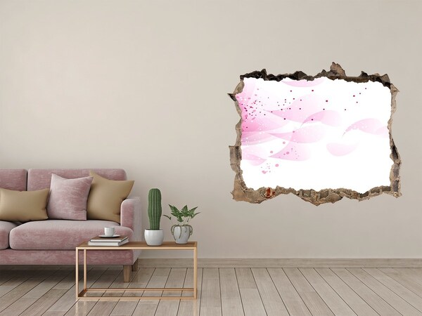 Hole wall sticker Pink wave through the hole in the wall