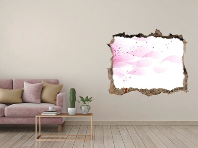 Hole wall sticker Pink wave through the hole in the wall