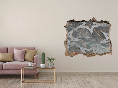 Hole wall sticker Broken wall with stars