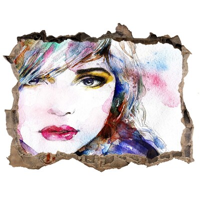 3D wall hole Portrait in a Broken Wall