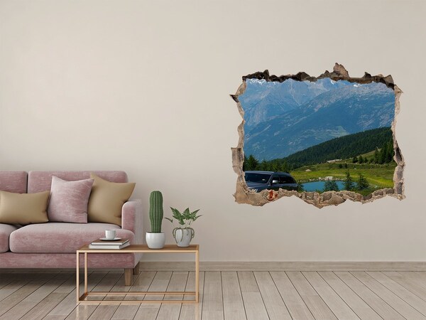 Hole wall sticker Mountain landscape with a lake