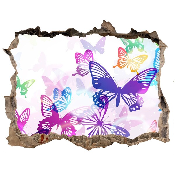 3D wall hole Colorful butterflies