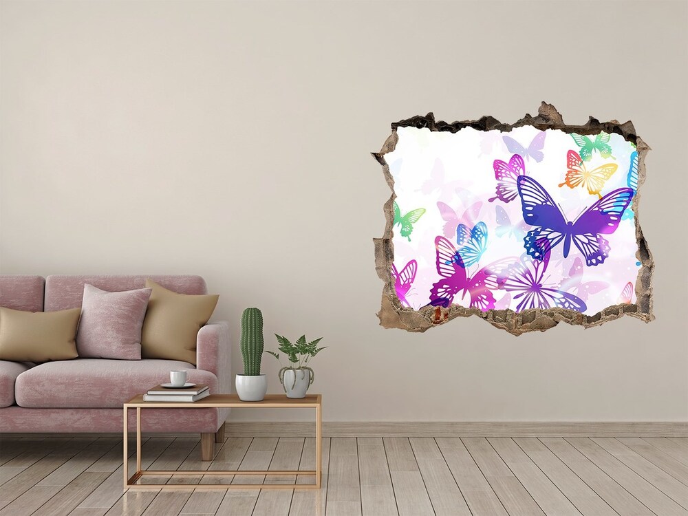 3D wall hole Colorful butterflies