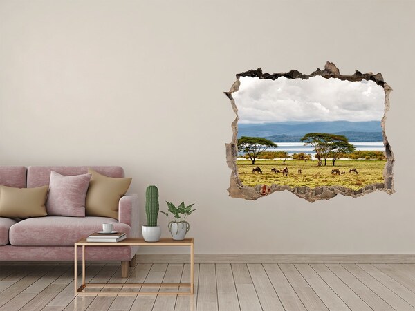 Hole in the wall sticker African landscape with wild animals