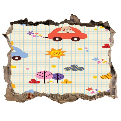 3D wall hole wallpaper A children's world full of joy