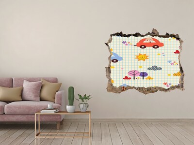 3D wall hole wallpaper A children's world full of joy