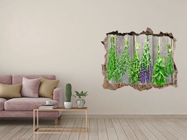 Hole wall sticker Herbs on a string