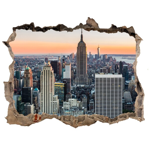 Hole in the wall decal New York at sunset