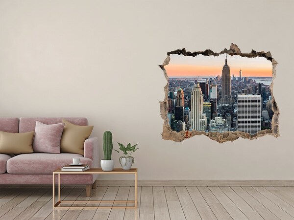 Hole in the wall decal New York at sunset